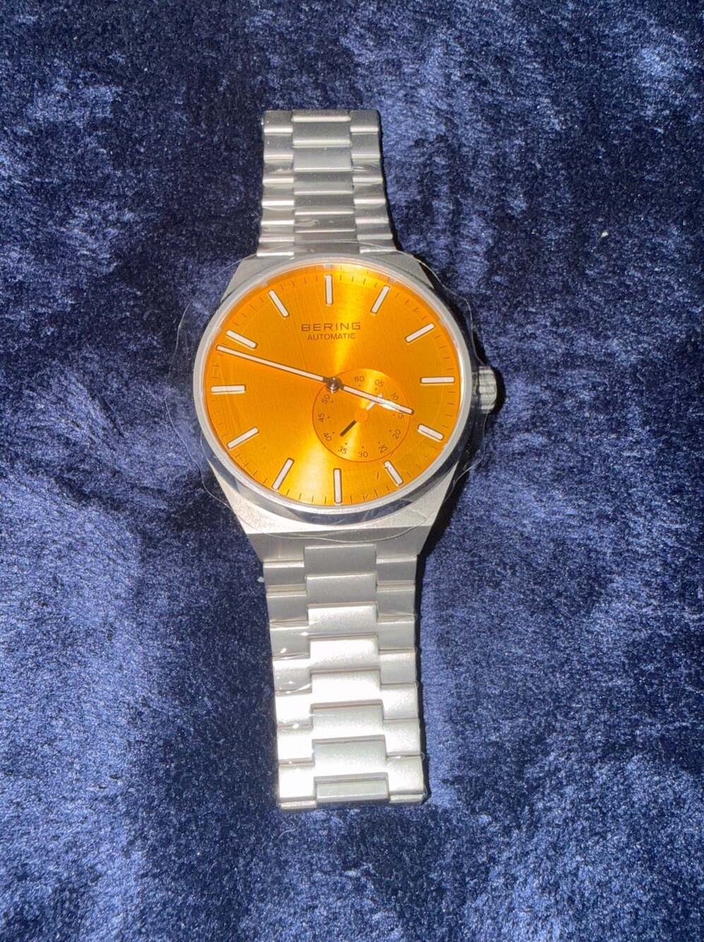 BERING Arctic Circle Automatic Men's Watch 19441-701 Yellow Dial Silver Bracelet